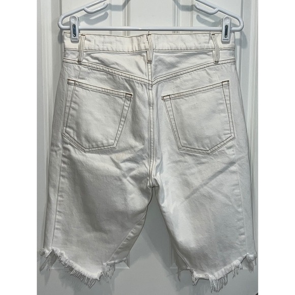 FRAME Le Vintage Bermuda Shorts White Denim Raw Hem High Rise Size 28 LVBSHJE171 - Picture 3 of 7